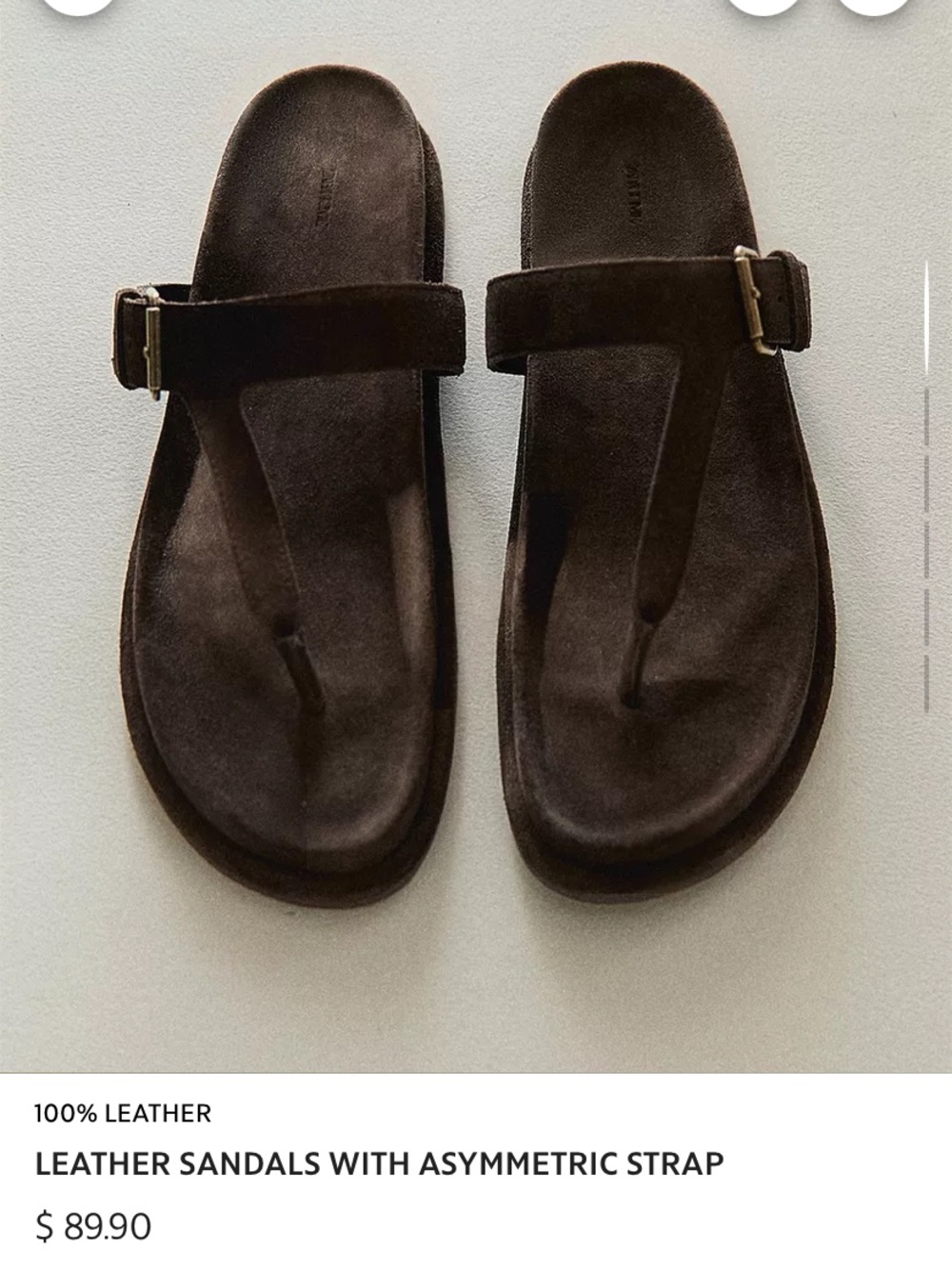 Zara Home Brown Suede Asymmetric Strap Sandals